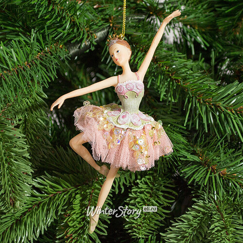 Елочное украшение "Балерина Спящая красавица", в светло-зеленом платье, 19 см, подвеска Holiday Classics