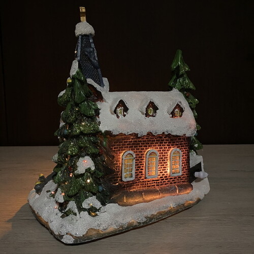 Рождественский домик с подсветкой Заснеженная Церквушка 27 см Kaemingk