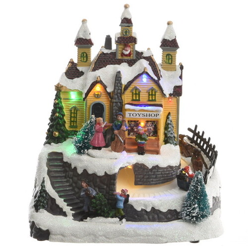 Светящаяся композиция Christmas Village: Toy shop 23*19 см, с движением и музыкой, на батарейках Kaemingk