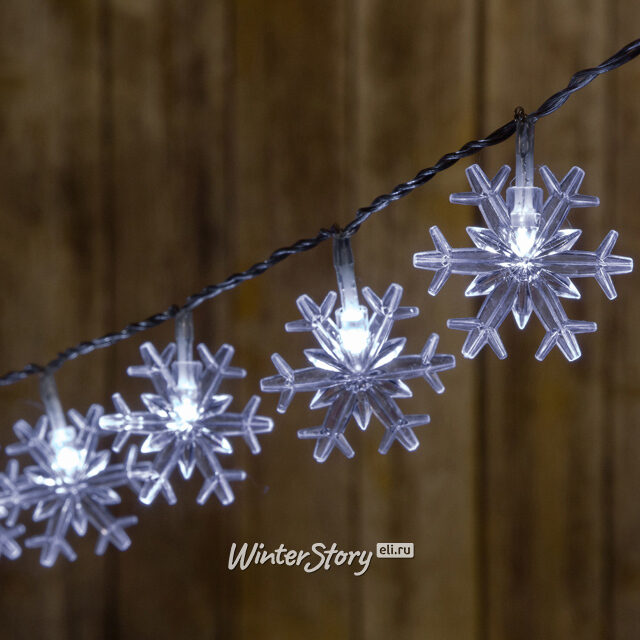 Светодиодная гирлянда Снежинки 4 м, 40 холодных белых LED ламп, прозрачный ПВХ, IP20 Kaemingk