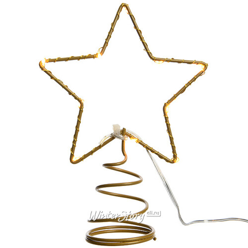 Светящаяся Звезда на елку 20 см золотая 10 теплых белых мини LED ламп, батарейка Kaemingk