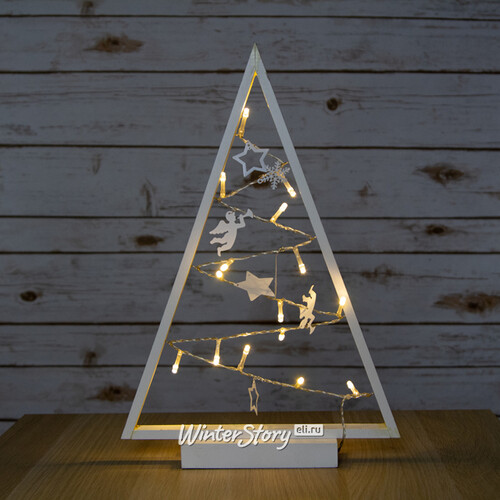 Декоративная светящаяся елка Сканди 40 см белая на батарейках, 15 LED ламп Kaemingk