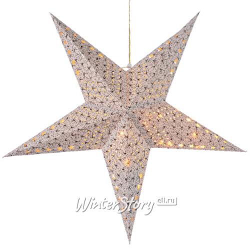 Светильник звезда из бумаги Stellare White&Black 60 см, 20 теплых белых мини LED ламп, на батарейках Kaemingk