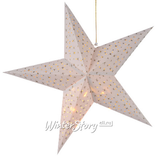 Светильник звезда из бумаги Stellare White 60 см, 20 теплых белых мини LED ламп, на батарейках Kaemingk