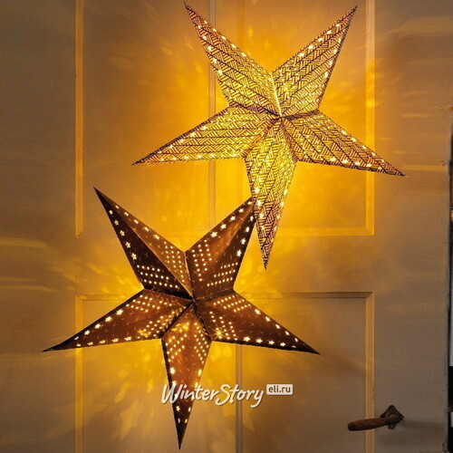 Светильник звезда из бумаги Stellare Black&White 60 см, 20 теплых белых мини LED ламп, на батарейках Kaemingk