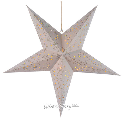 Светящаяся звезда из бумаги Ажурный Альтаир 60 см белая на батарейках, 20 теплых белых LED ламп Kaemingk