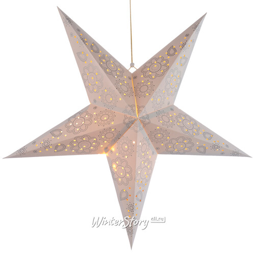 Светящаяся звезда из бумаги Цветочный Альтаир 60 см на батарейках, 20 теплых белых LED ламп Kaemingk