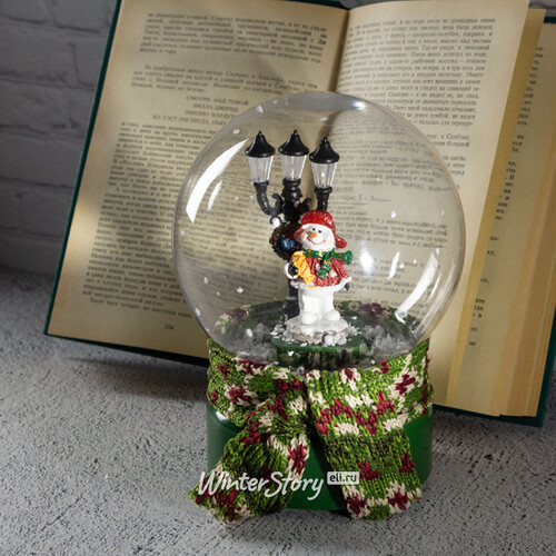 Музыкальный снежный шар с подсветкой и метелью Милый Снеговик 18*14 см, батарейки Kaemingk