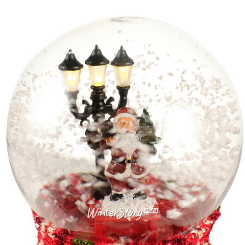 Музыкальный снежный шар с подсветкой и метелью Милый Санта 18*14 см, батарейки Kaemingk