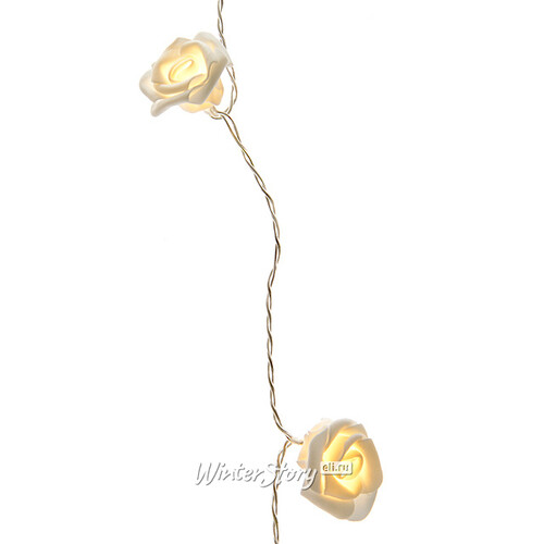Светодиодная гирлянда Белоснежные розы 32 теплых белых LED ламп 6.2 м, прозрачный ПВХ Kaemingk