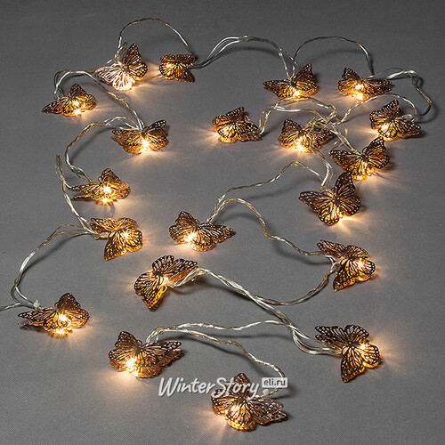 Светодиодная гирлянда Драгоценные Бабочки 20 белых теплых LED ламп 3.8 м, прозрачный ПВХ Kaemingk