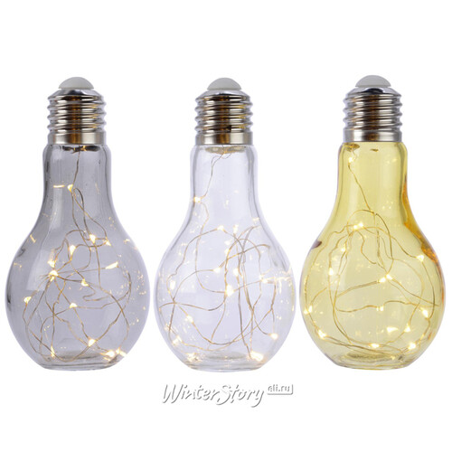 Декоративный стеклянный светильник Лампа Эдисона 19 см золотой, батарейки, IP20 Kaemingk