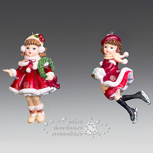 Елочная игрушка "Девочка с венком/Фигуристка с муфтой", 6*10 см, подвеска Holiday Classics