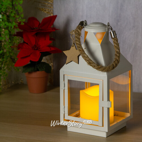Декоративный фонарь со свечой Гилберт 25 см белый Kaemingk