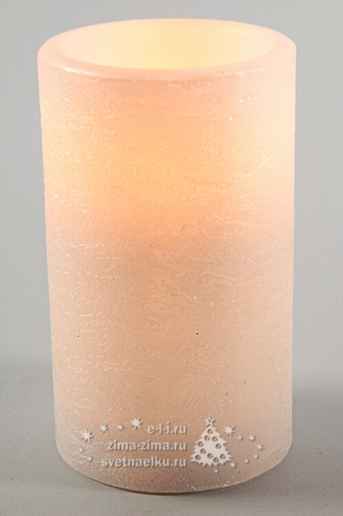 Светильник свеча восковая Мраморная, 7.5*7.5 см, белый, батарейка Kaemingk