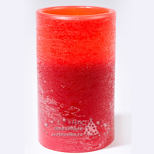 Светильник свеча восковая Мраморная, 17.5*7.5 см, красный, батарейка Kaemingk