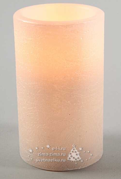 Светильник свеча восковая Мраморная, 17.5*7.5 см, белый, батарейка Kaemingk