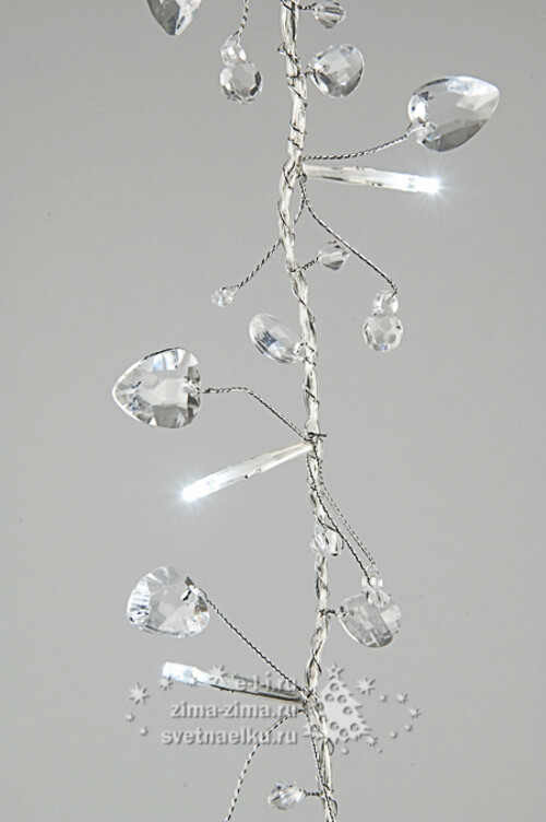 Светодиодная гирлянда Алмазы 30 холодных белых LED ламп 1.8 м, прозрачный ПВХ Kaemingk