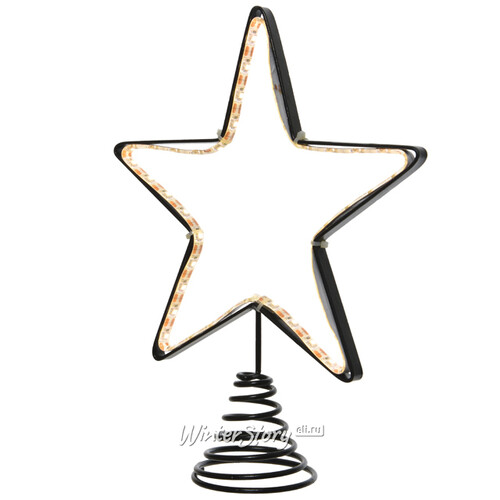 Светящаяся звезда на елку Лофт 22 см черная, 60 теплых белых LED ламп Kaemingk