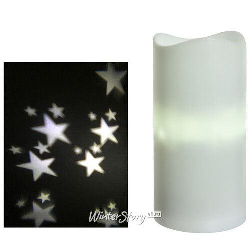 Декоративный светильник - свеча Звездочки 15 см, 16 м2, теплое белое свечение, на батарейках Kaemingk