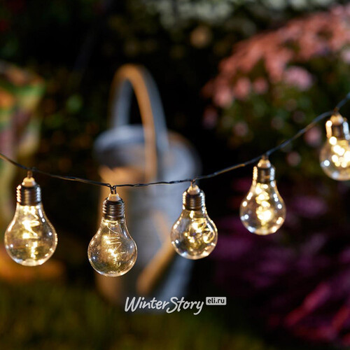 Гирлянда из лампочек Ретро на батарейках, 8 ламп с теплым белым светом, 1.75 м, прозрачный ПВХ Kaemingk