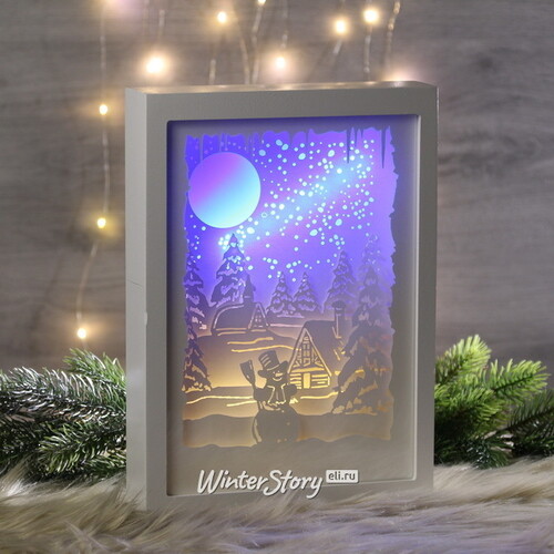 Новогодний светильник диорама Белоснежная Сказка 22*30 см на батарейках, 16 LED ламп Kaemingk