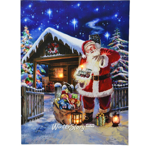 Светящаяся картина Рождественский Кудесник 76*56 см, на батарейках Kaemingk
