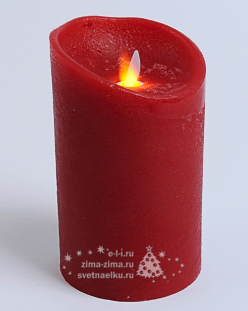 Светодиодная свеча восковая Живое пламя, 15 см, красный, батарейка Kaemingk