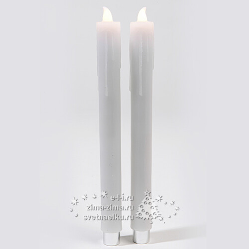 Свеча светодиодная столовая восковая с мерцающим пламенем, 26 см, 2 шт, батарейка Kaemingk