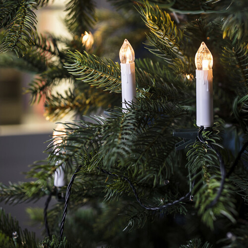 Гирлянда Свечи Уютное Пламя, 30 свечей с экстра теплым белым светом, на клипсах, 7.25 м, зеленый ПВХ, IP20 Kaemingk