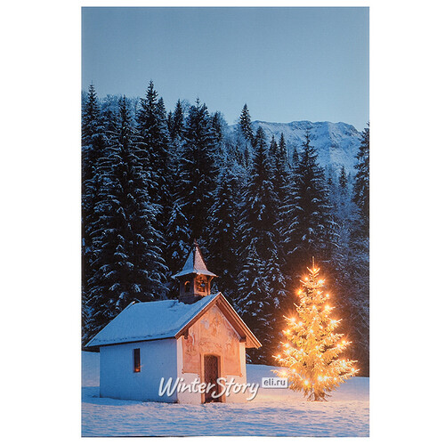 Светящаяся картина Маленький домик в горах 60*40 см, на батарейках Kaemingk