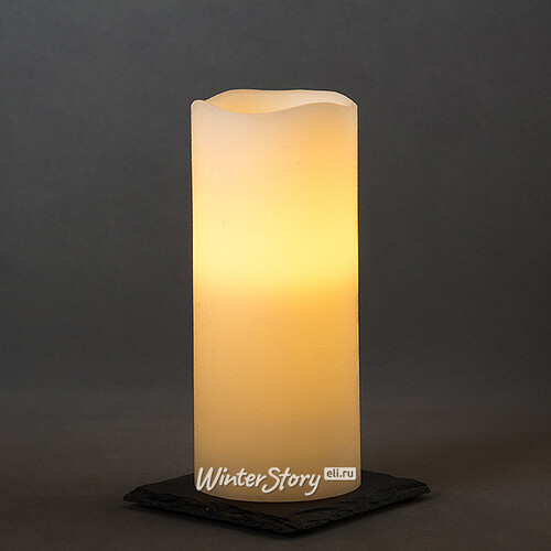 Светильник свеча восковая 17.5*7.5 см белая на батарейках, таймер Kaemingk