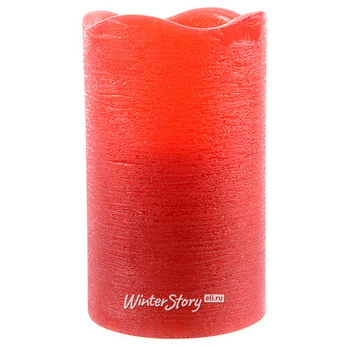 Светильник свеча восковая 10*7.5 см красная на батарейках, таймер Kaemingk