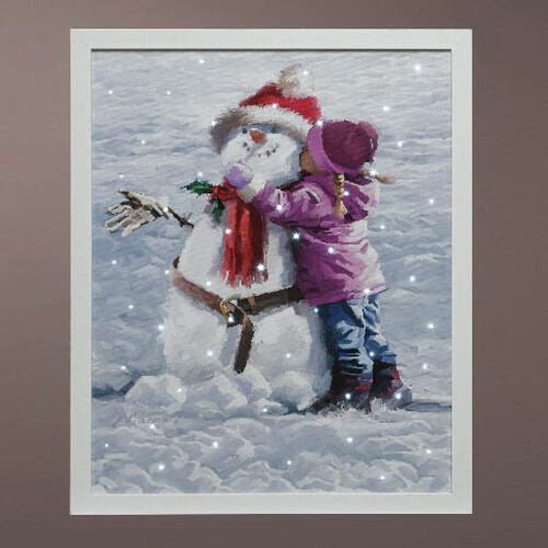 Светящаяся картина Софи и Снеговик 48*38 см, на батарейках Kaemingk