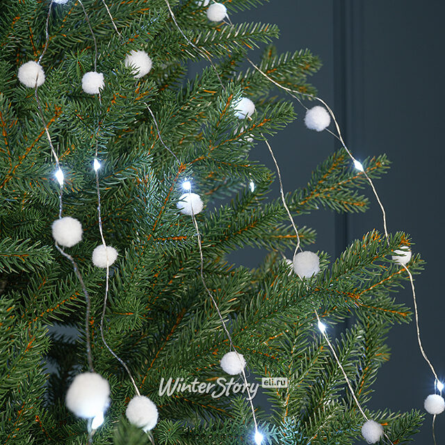 Гирлянда Лучи Росы - Снегопад 10*1.35 м, 100 холодных белых микро LED ламп, серебряная проволока, IP20 Kaemingk