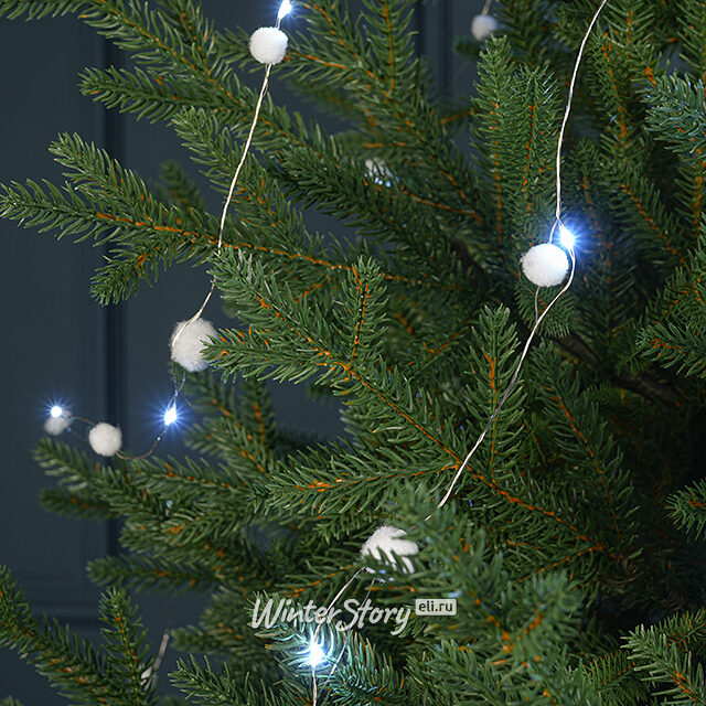 Гирлянда Лучи Росы - Снегопад 10*1.35 м, 100 холодных белых микро LED ламп, серебряная проволока, IP20 Kaemingk