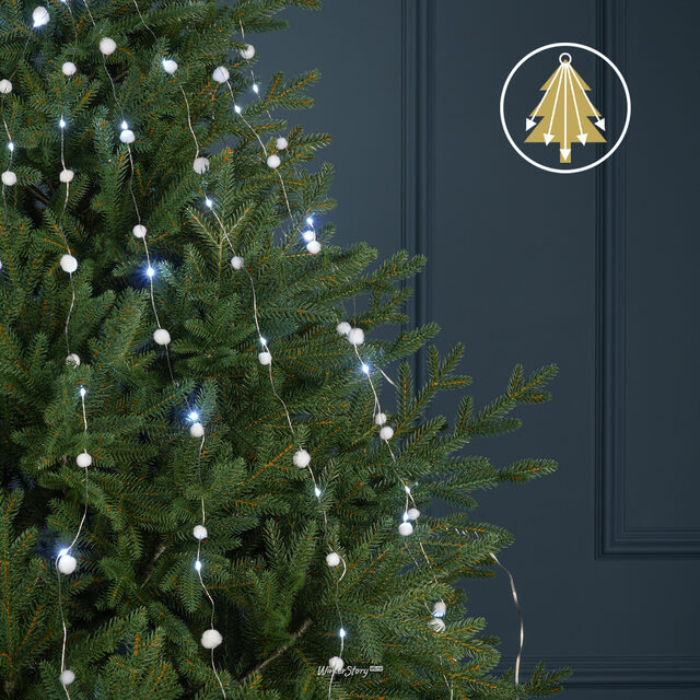 Гирлянда Лучи Росы - Снегопад 10*1.35 м, 100 холодных белых микро LED ламп, серебряная проволока, IP20 Kaemingk