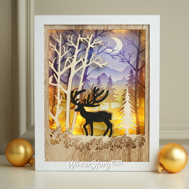 Декоративный светильник Сказочная Ночь - Олень 30*24 см, на батарейках, 12 LED ламп Kaemingk