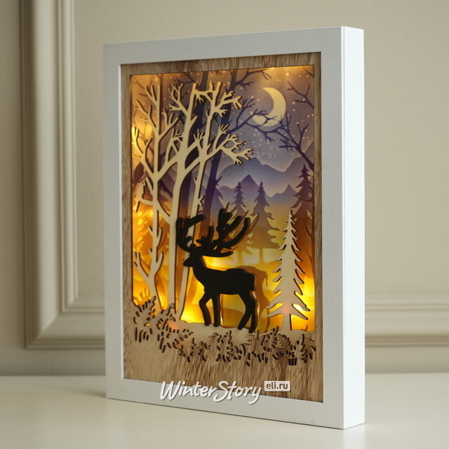 Декоративный светильник Сказочная Ночь - Олень 30*24 см, на батарейках, 12 LED ламп Kaemingk