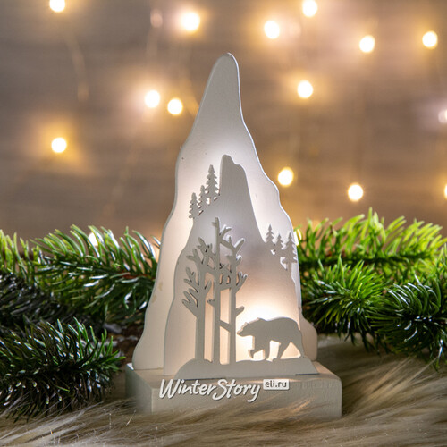 Новогодний светильник Альпийские Истории - Медведь 15*8 см на батарейках, 2 LED лампы Kaemingk