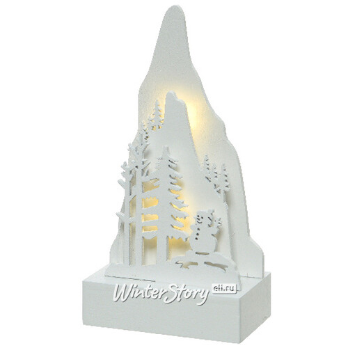 Новогодний светильник Альпийские Истории - Снеговик 15*8 см на батарейках, 2 LED лампы Kaemingk
