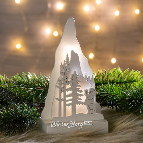 Новогодний светильник Альпийские Истории - Санта-Клаус 15*8 см на батарейках, 2 LED лампы Kaemingk