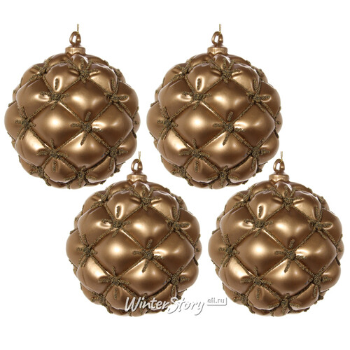 Набор винтажных шаров Золотой Бархат 10 см, 4 шт, стекло ShiShi
