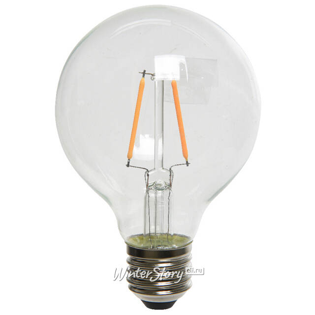 Светодиодная ретро лампа G80 2W E27 прозрачная Kaemingk