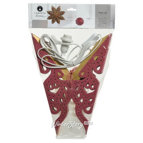 Светильник звезда из бумаги Velvet Montange - Raspberry 60 см Kaemingk