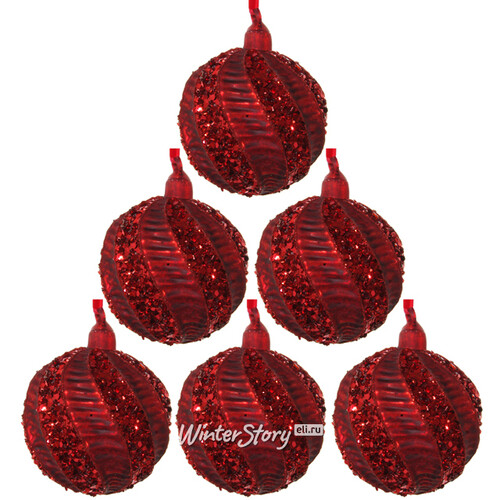 Набор винтажных елочных шаров Рождественская Роскошь 8 см, 6 шт, стекло ShiShi