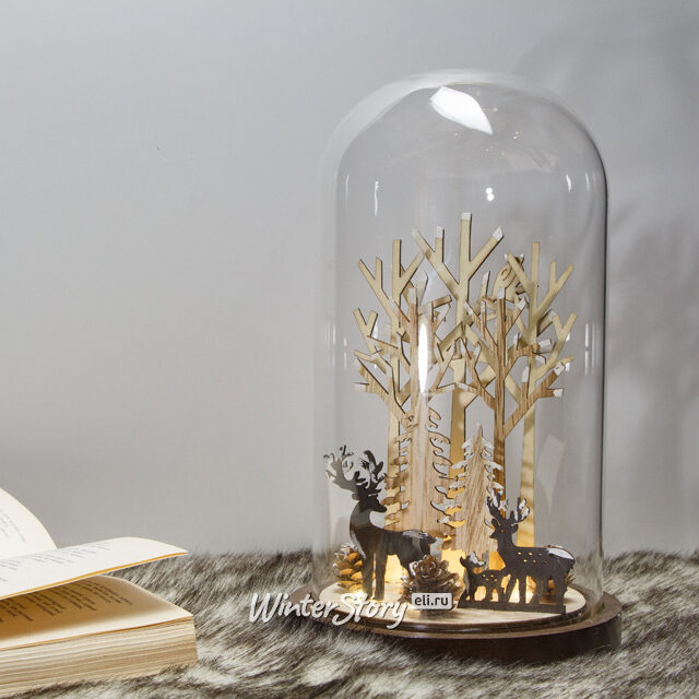 Новогодний светильник Reims Forest - Семья оленей 28 см, на батарейках Kaemingk