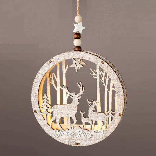 Декоративный светильник Apeldoorn Story - Семья оленей 14 см, на батарейках Kaemingk