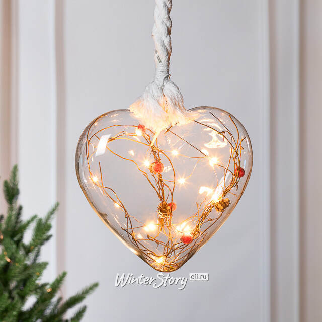 Подвесной светильник на канате Della Foresta 80*20 см, 15 теплых белых микро LED ламп, на батарейках, IP20 Kaemingk