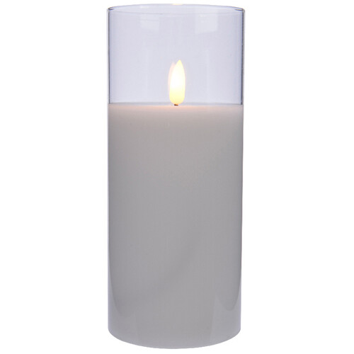 Светодиодная свеча в колбе с живым пламенем Одри 18 см в прозрачном стакане, на батарейках Kaemingk